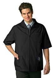 Adar Universal Men's Zippered Short Sleeve Jacket Available In 7 Colors - 607 - Black - XL