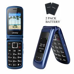 3G Uleway Flip Phone Unlocked Sos Button Dual Screen Tmobile Flip Phone Dual Battery Basic Cell Phone For Senior&kids Blue