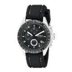 Fossil Free Shipping Men's CH2573 Black Silicon Strap Black Analog Dial Chronograph Watch