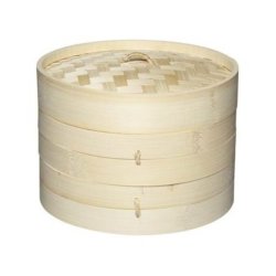 World Of Flavours Oriental Medium Two Tier Bamboo Steamer And Lid