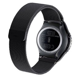 Cbin SM-R7320 Stainless Steel Fully Magnetic Closure Milanese Band For Samsung Galaxy Gear S2 Classic Smartwatch Black