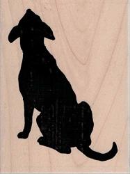 Impression Obsession E23013 Dog Silhouette 4 Wood Mounted Rubber Stamp