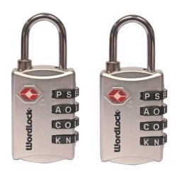 Wordlock Set of 2 TSA Luggage Locks in Silver