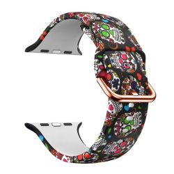 Silicone Strap For Apple Watch 42 44 45MM-SKULL Print