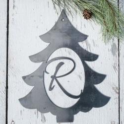 12" Monogram Metal Christmas Tree Door Hanger Or Wall Decor