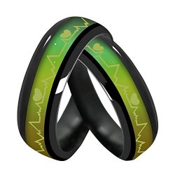 Titanium Steel Mood Rings For Lovers Emotional Change Color Temperature Feeling Heartbeat Ecg Rings