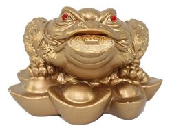 Fortune Coin Matte Gold Three Legged Money Toad Frog chan Chu - Feng Shui Chinese Charm Of Prosperity Decoration Gift Us Seller Idea For