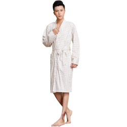 Spring New Fashion Casual Male Cotton Thin Long Sleeve Plaid Bath Robe Plus Size Sleepwear - 2 Xl