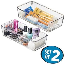 Metrodecor Mdesign Cosmetic Organizer Deep Trays For Vanity Cabinet To Hold Makeup Beauty Products Set Of 2 Clear Reviews Online Pricecheck