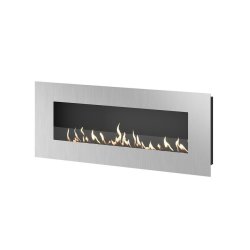 Panorama Wallart Flueless Gas Fireplace Black - Stainless Steel 1500MM