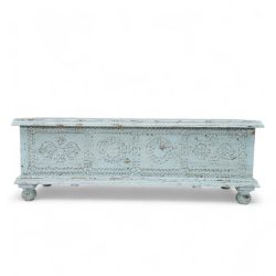 Carved Light Blue Blanket Box Furniture Sotran Dekorativ