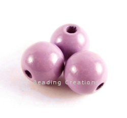 Wooden Beads - Natural - Lilac - Round - 14MM - 8 Pcs