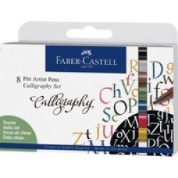 Faber-Castell Pitt Artist India Ink Pens - Calligraphy Set Of 8