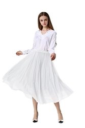 Women Afibi Retro Vintage Dress 3 Layer Chiffon Pleated Skirts Long Underskirt One Size White