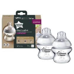 Tommee Tippee Closer To Nature Baby Bottles Slow Flow Teat With Anti-colic Valve 150ML Pack Of 2 Clear