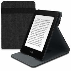 Kwmobile Cover For Amazon Kindle Paperwhite - Fabric E-reader Case With Built-in Hand Strap And Stand - Fabric Dark Grey