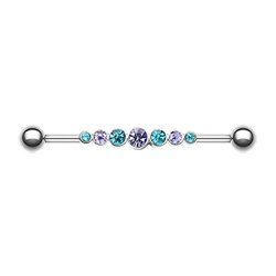 20 Ga Dazzling Gem Row Industrial Barbell 316L Surgical Stainless Steel Body Piercing Jewelry For Men And Women Davana Enterprises Tanzanite-teal