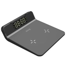 Snug Wireless Clock & Duo Charging Pad 10W - Black