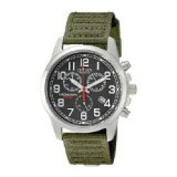 Men's AT0200-05E Eco-drive Stainless Steel Watch With Green Canvas Band