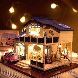 Cuteroom 1:24diy Handcraft Miniature Voice-activated Led Light&music With Cover Provence Dollhouse