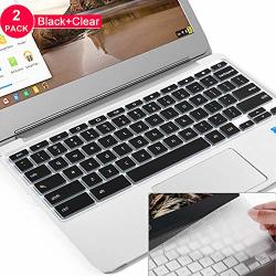 2PCS Lapogy Keyboard Cover For Dell Chromebook 11.6 Inch Dell Chromebook 3100 3120 3180 3189 3181 5190 Dell Chromebook Keyboard Cover 13.3 Dell Chromebook 3380 Black+clear