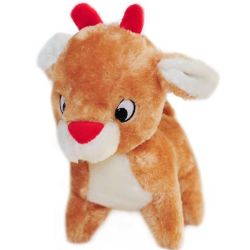 Plush Dog Toy With Squeakers - Holiday Reindeer
