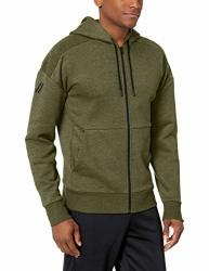 Amazon Brand - Peak Velocity Men's Medium-weight Fleece Full-zip Loose-fit Hoodie Forest Green Heather Large