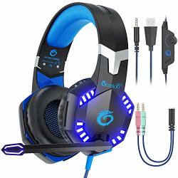 Versiontech. G2000 Updated Stereo Gaming Headset For Xbox One PS4 PC Surround Sound Over-ear Headphones With 50MM Drive Unit Noise Cancelling MIC LED Lights