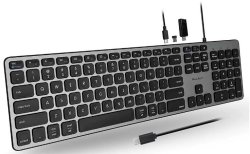 Macally Uczkeyhubacsg Wired USB C Keyboard With USB Ports - Space Gray black