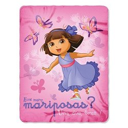 Dora The Explorer Plush Fleece Throw Blanket 46"X60" Butterfly Dances