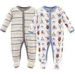 LUVABLE FRIENDS Baby Cotton Snap Sleep And Play Be Brave 2 Pack 3-6 Months