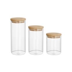 3 Piece Kitchen Glass Storage Jars Airtight-food Storage Set