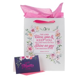 Bless You And Keep You Large Portrait Gift Bag With Card - Numbers 6:24