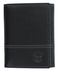 Timberland Men's Buff Cloudy Leather Rfid Exclusive Trifold Wallet Charcoal