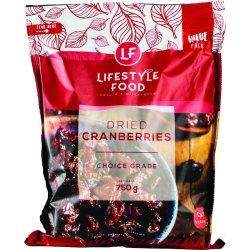 LIFESTYLE FOOD Dried Fruit 750G Cranberries