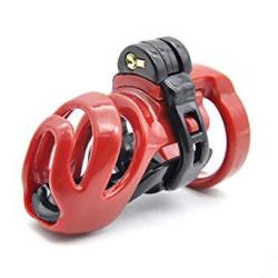 New The Biosourced Resin Male Standard Chastity Devices Male Briefs With 4 Size Rings T-Shirt Red