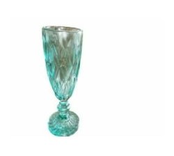 Teal Crystal Champagne Glasses - Set Of 6