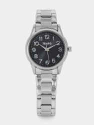 Silver Plated Black Dial Bracelet Watch