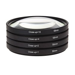 Ttnight 58MM Macro Close-up Filter Set +1 2 4 And +10 Diopters Magnificatoin Kit For Canon Eos 650D 600D 18