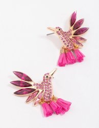 Pink & Gold Hummingbird Stud Earrings