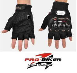 Genuine Pro-biker Open Finger Black Gloves XL