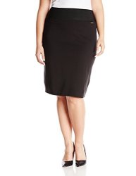 Calvin Klein Women's Plus-size Essential Power Stretch Pencil Skirt Black 2X