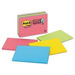 3M 6445SSP Super Sticky Large Format Notes 6 X 4 Electric Glow 8 45-SHEET Pads pack