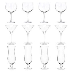Cocktail Glasses: Martini Gin Tonic Hurricane - Set Of 12