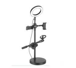 DW-9 Inch Ring Light With MIC Stand And 2 Phone Holder