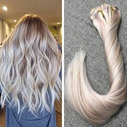 Ugeat 18INCH Balayage Color Clip In Hair Extensions 120GRAM 9PCS Brown 12 With Bleach Blonde 613 Clip In Real Hair Extensions Remy Human Hair