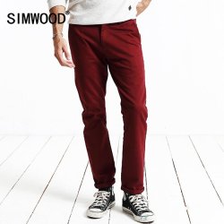 Simwood Brand Autumn Winter New Fashion 2016 Slim Straight Men Casual Pants M... - Burgundy 3rd 34