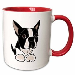 3DROSE MUG_216347_5 Cute Boston Terrier Puppy Dog Original - Two Tone Red Mug 11OZ