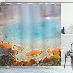 Lunarable Yellowstone Shower Curtain Boiling Silex Spring In The Lower Geyser Basin Large Bubbles Of Gas Thermal Cloth Fabric Bathroom Decor Set With Hooks