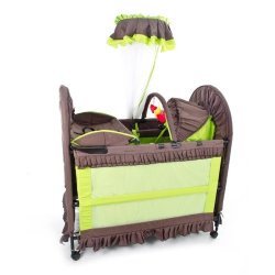 Chelino 6 In 1 Baby Camp Cot Green brown